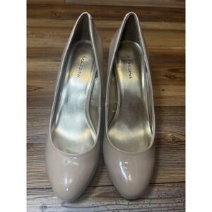 Massini Nude Patent Pumps Heels Women's Size 9M Round Toe Career Shoes